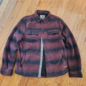 VOYAGER Men's Plaid Shirt Jacket in Burgundy and Black